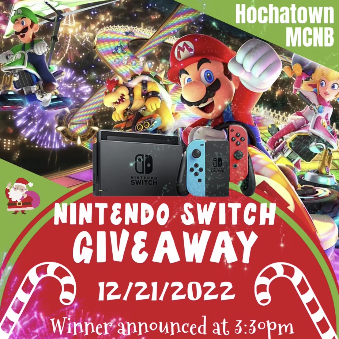 Nintendo Switch Giveaway & Santa Pictures at MCNB - Hochatown